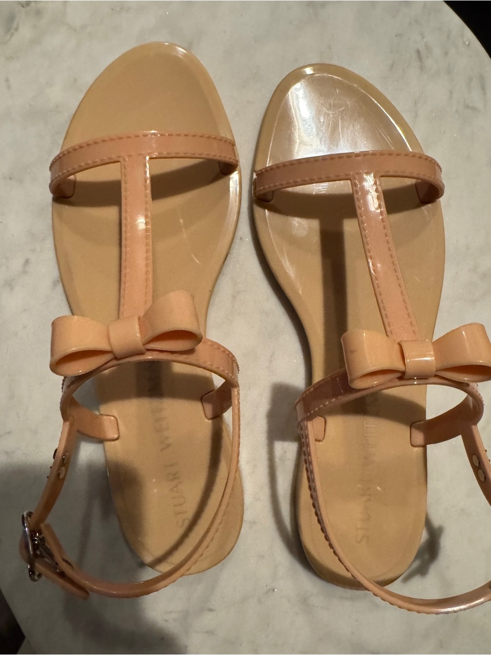 Stuart Weitzman Mellie T-Strap Bow Sandals Sz 9